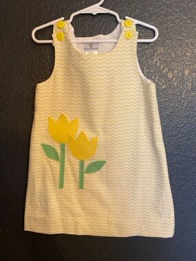 Florence Eiseman Yellow Tulip Appliqué Girls' Dress
